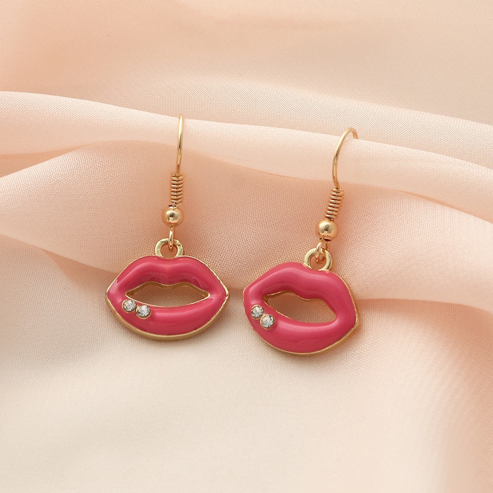 EZ4062 Valentine's Day Jewelry Temperament Fashion Earrings Sexy Red Lips Exaggerated Tassel Personality Earrings Female Earrings