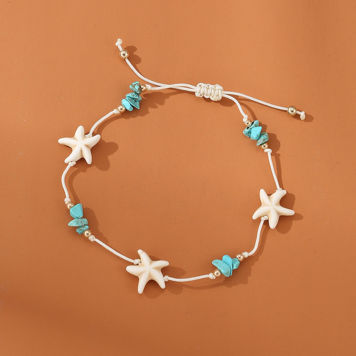 FZ0366 European And American Women's Summer Anklet Starfish Turquoise Creative Handmade Bohemian Beach Foot Jewelry