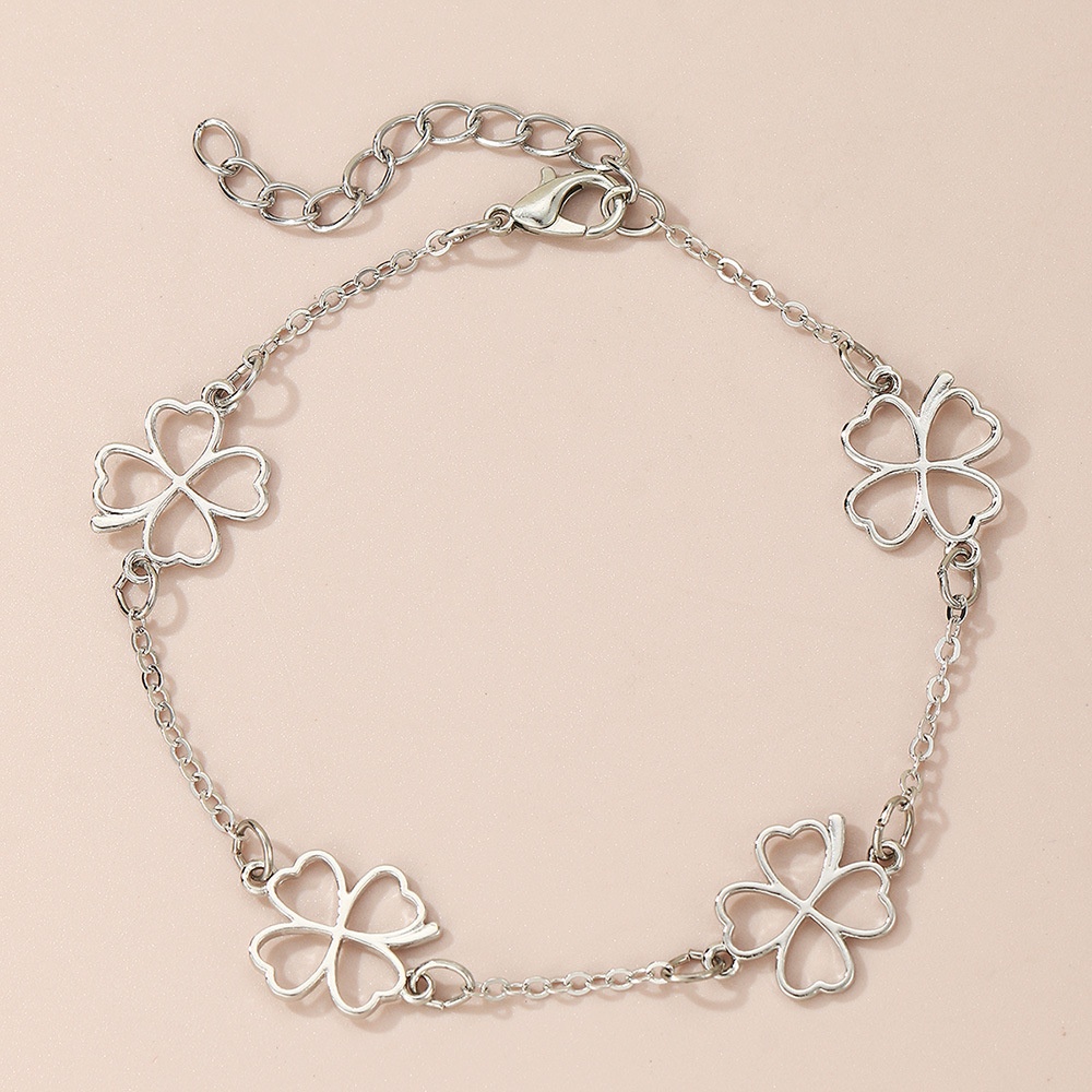 FZ0343 European And American Jewelry Summer Fashion Simple Metal Four-leaf Clover Ladies Anklet Foot Ornaments