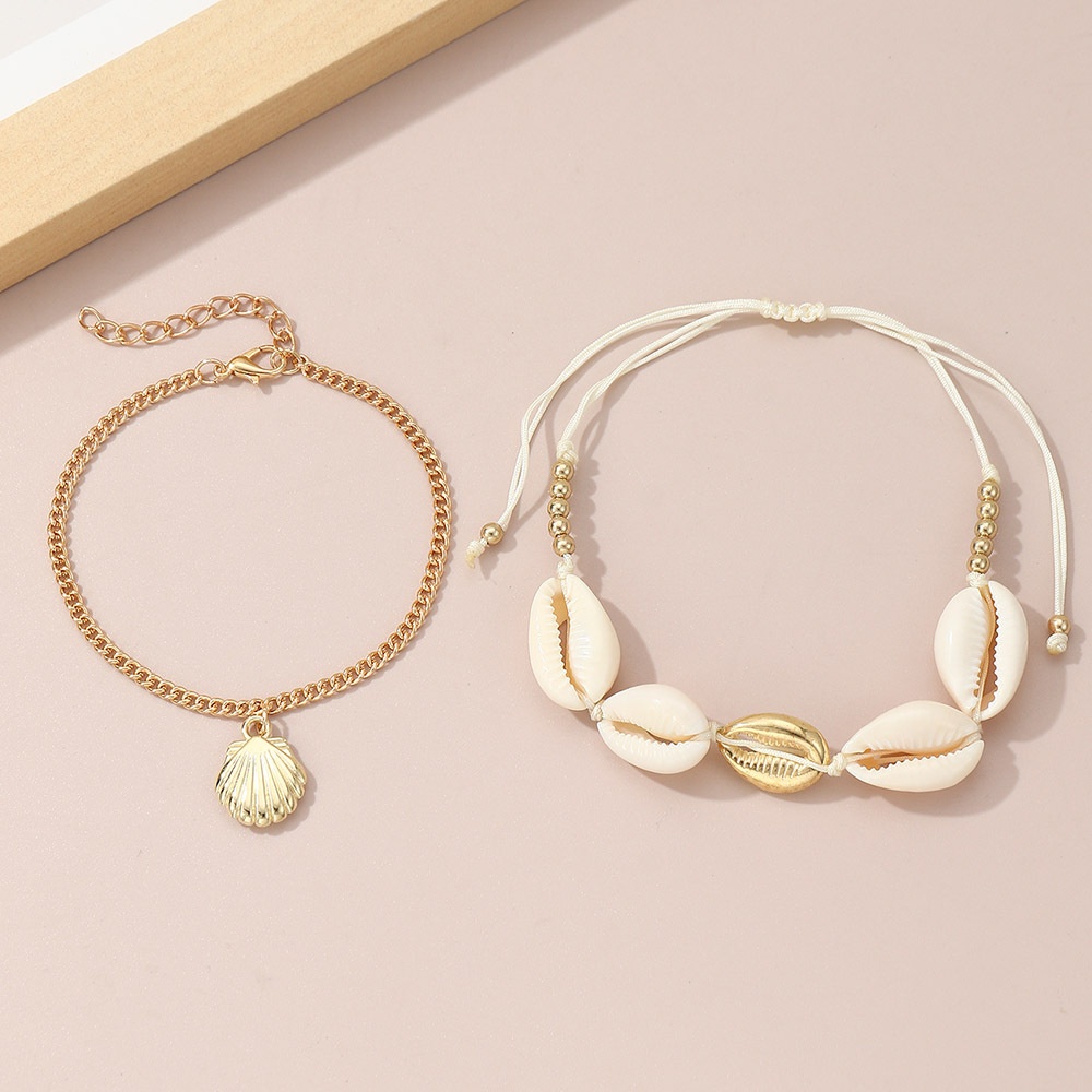 FZ0364 European And American Jewelry Bohemian Beach Conch Shell Foot Ornaments Women's Multi-layer Fashion Anklet