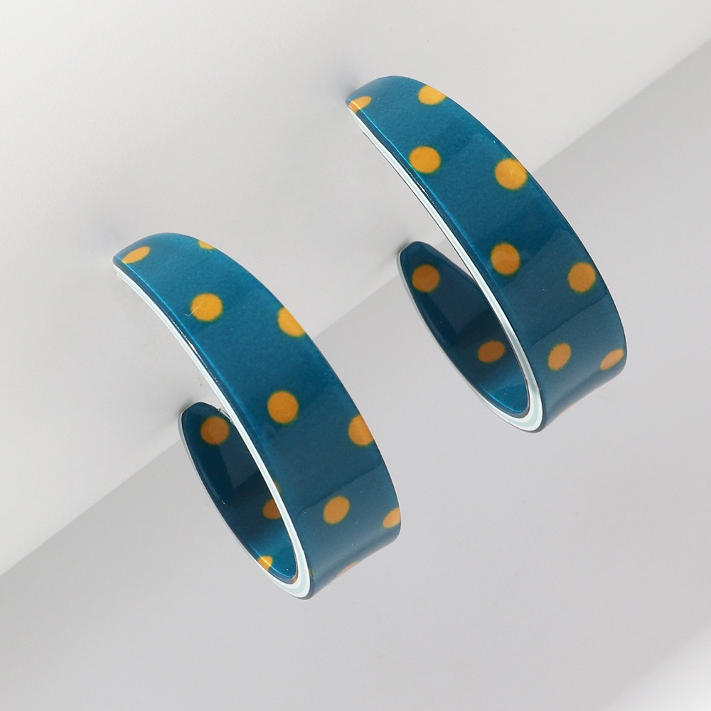 EZ3769 Naizhu European And American Earrings Temperament Hong Kong Style Geometric C-shaped Wave Dot Earrings Creative Acrylic Earrings