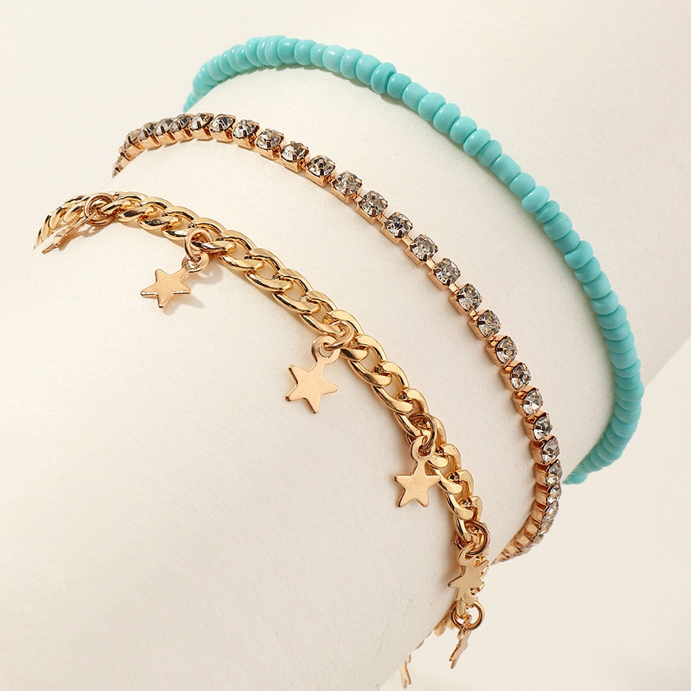 FZ0206 European And American Jewelry Personality Hip-hop Claw Chain Flash Diamond Foot Ornaments Female Punk Style Star Anklet