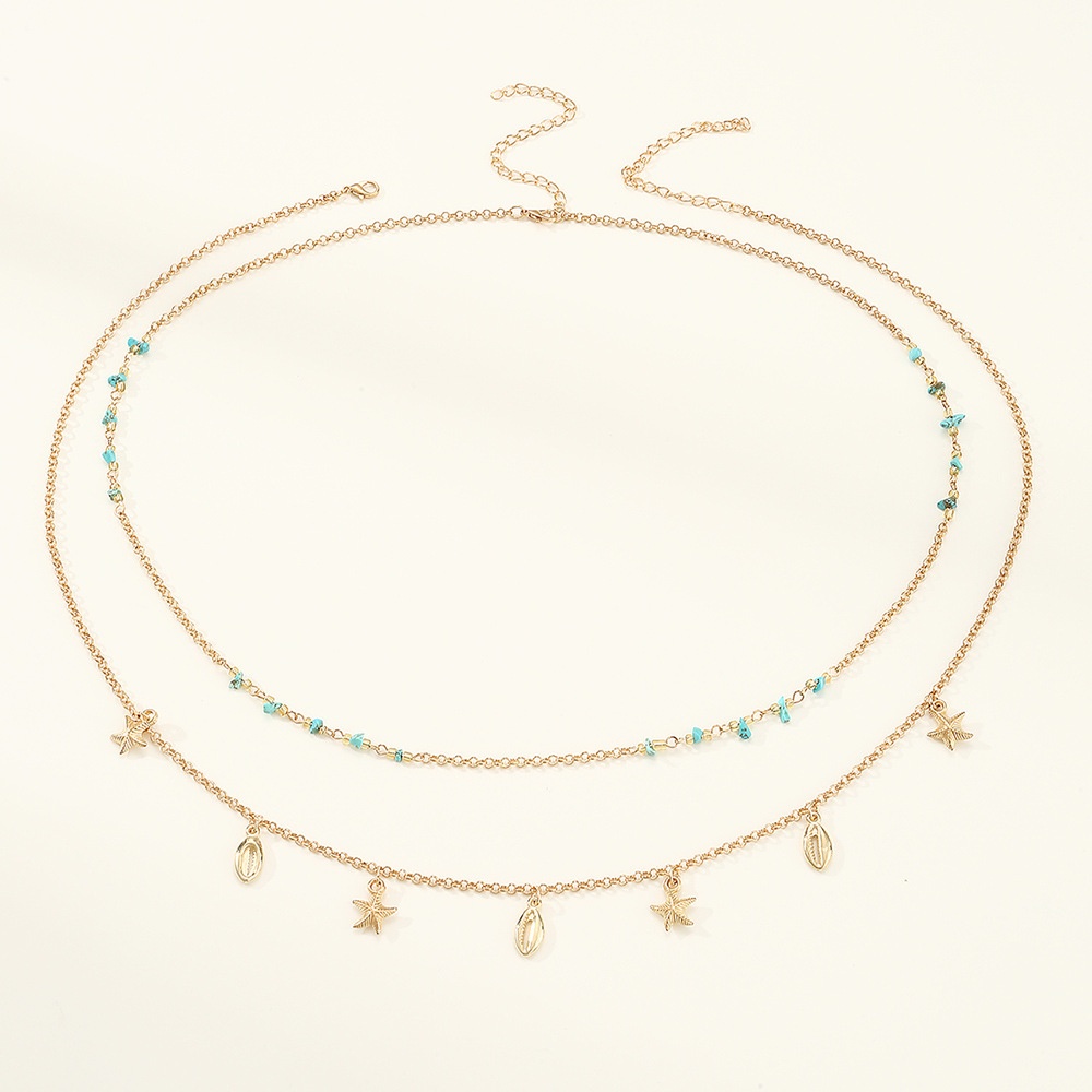 DZ0392 European And American Starfish Shell Tassel Metal Chain Waist Chain Female Summer Fashion Simple Accessories