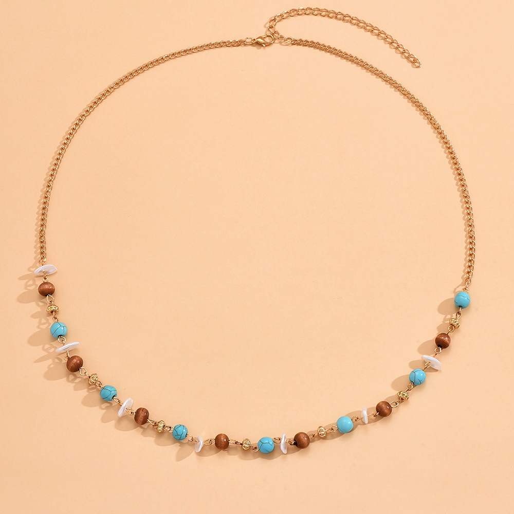 DZ0391 European And American Metal Chain Beaded Waist Chain Female Simple Sexy Beach Body Chain Waist Chain Accessories Summer