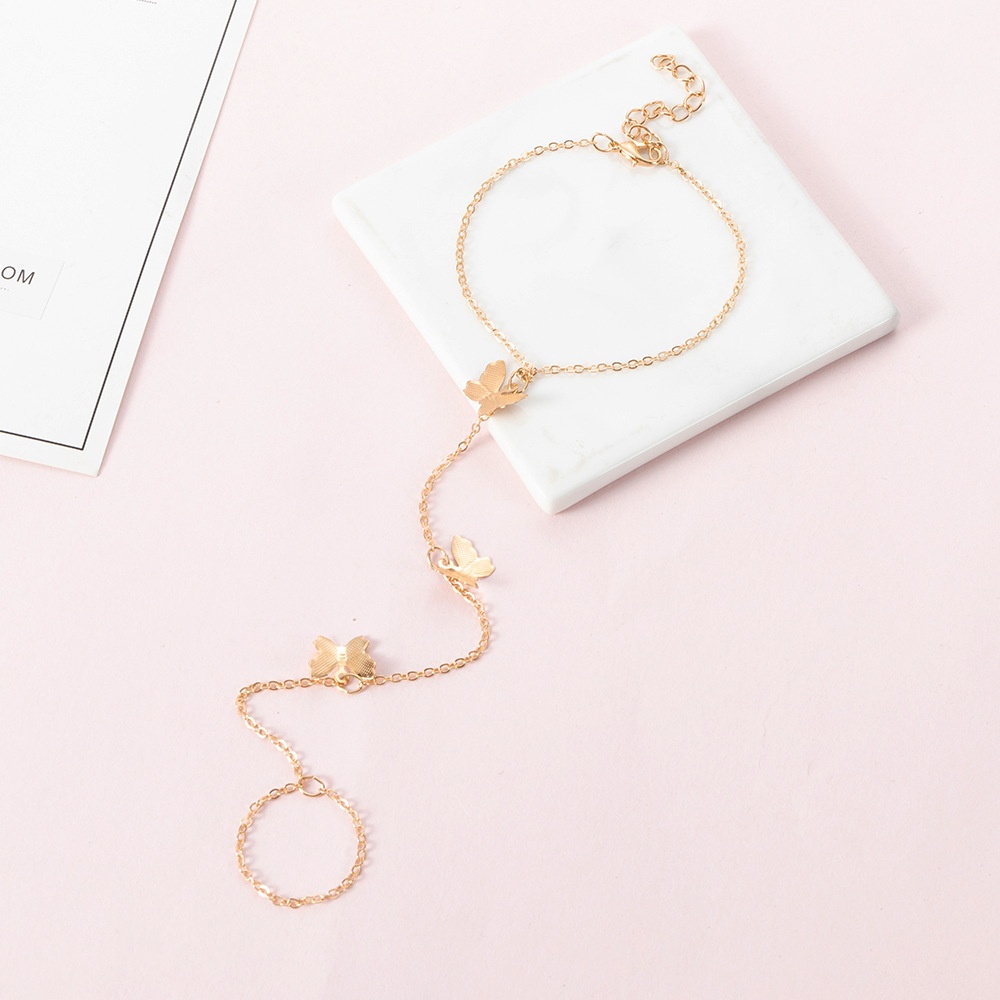 FZ0328 European And American Butterfly Double-layer Anklet Beach Bohemian Ethnic Style Creative Fashion Female Anklet