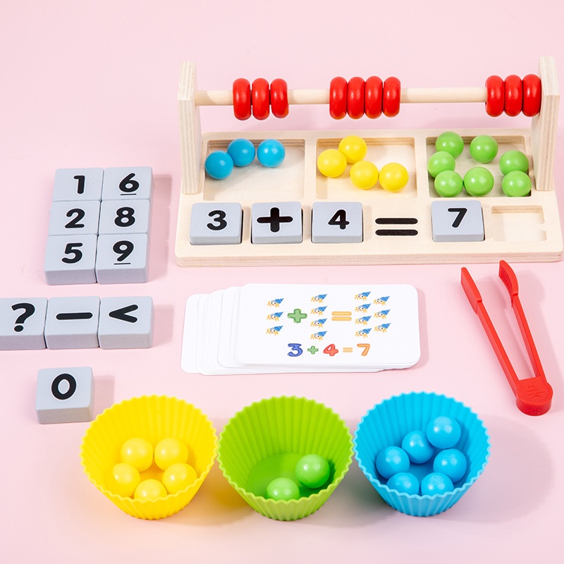 Multifunctional Children's Wooden Early Education Clip Beads Operation3 In1 Arithmetic Training Hands-on Brain Puzzle Early Education Toys