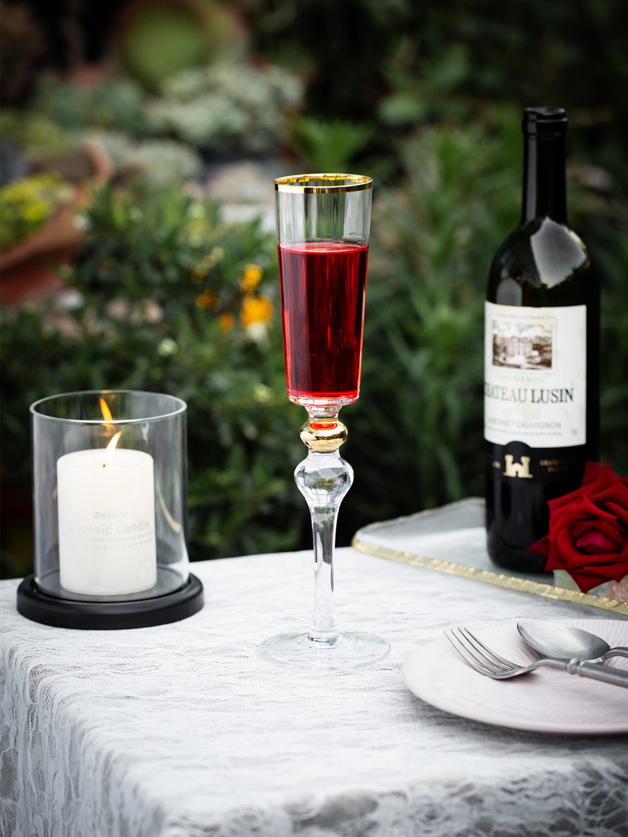 Medieval Pumpkin Pattern Gold-painted Red Wine Glass,Retro Champagne Glass,Gold-rimmed High-foot Wine Glass,Wine Glass,French Wine Glass