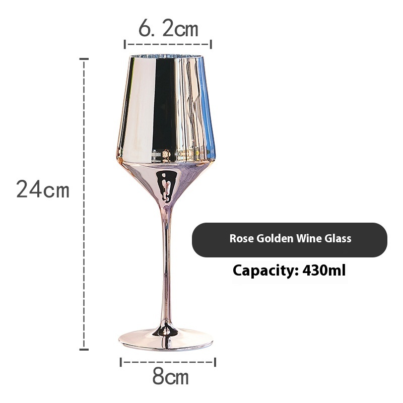 High-value Girlish Wine Glass Rose Gold Red Wine Glass Creative Personality Light Luxury High-foot Glass Electroplated Crystal Wine Glass