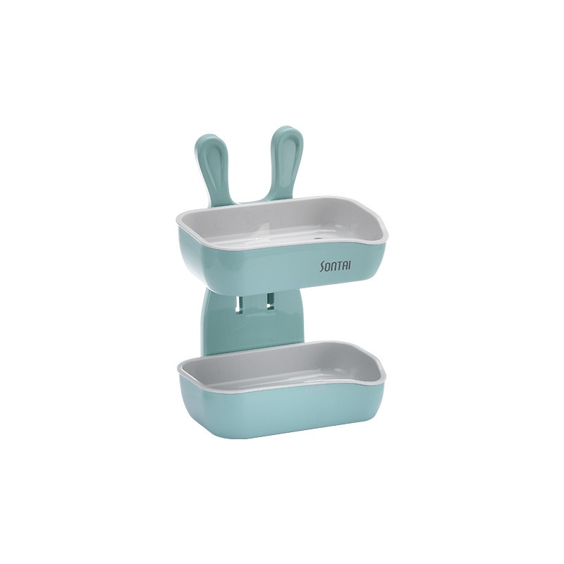 Fashionable And Creative Little White Rabbit Double-layer Soap Box,Simple And Convenient,Punch-free And Traceless,Home Bathroom Soap Box