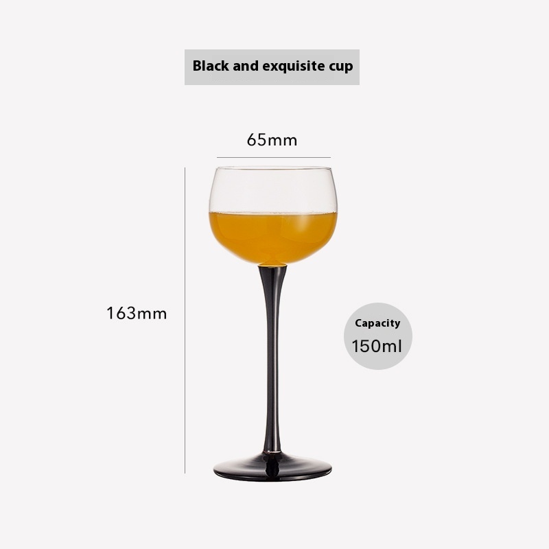 Antique French Black Stem Home Sweet Wine Glass Crystal Glass Goblet Champagne Glass Creative Wine Glass Red Wine Glass