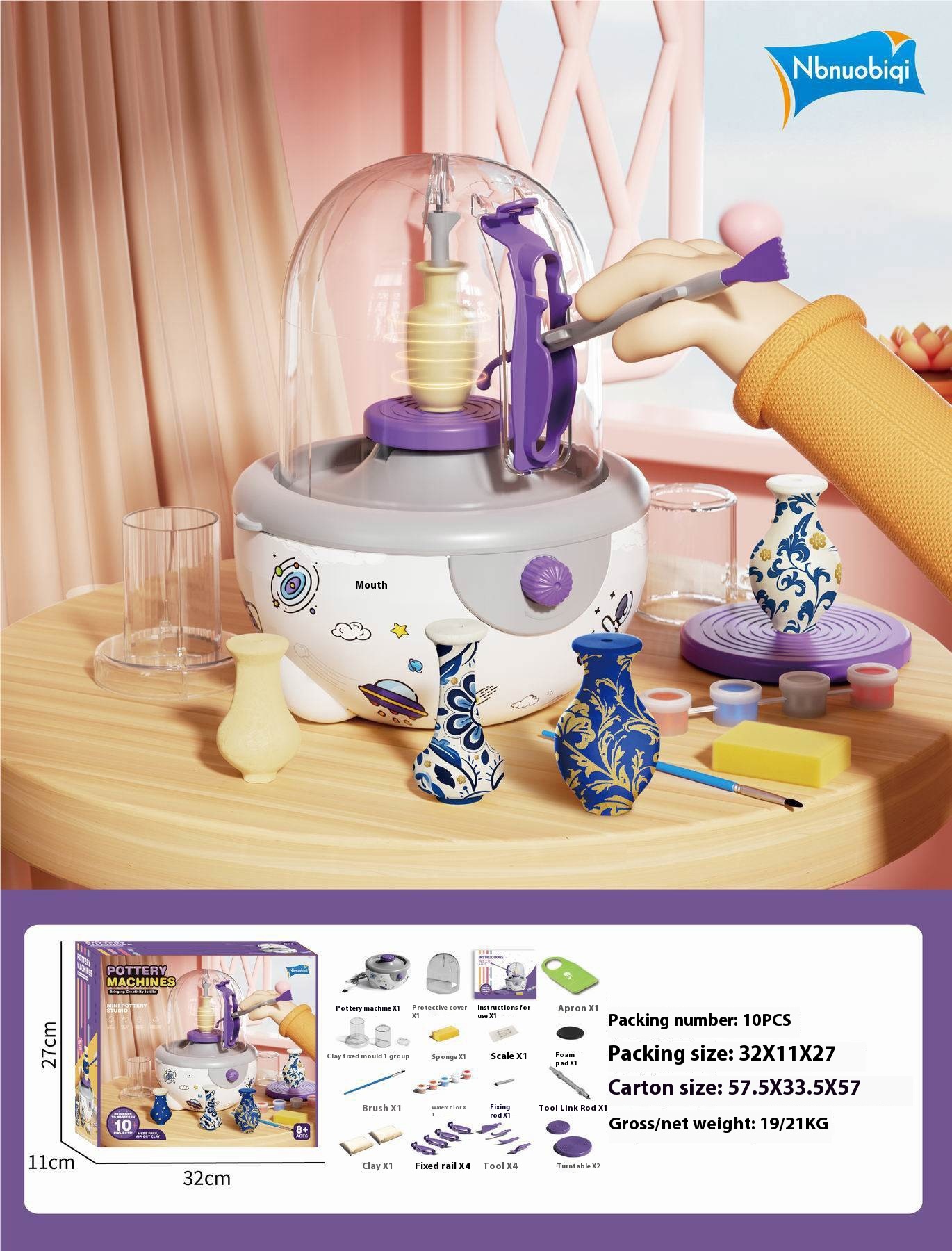 Children's Electric Soft Clay Non-burning Non-baking Clay Diy Clay Clay Machine Turntable Hand Painted Drawing Embryo Pottery Machine