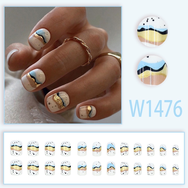 European And American Foreign Trade Products Short Elegant Fashion All-match Whitening False Nails Finished Product Manicure24 Pieces Can Be Mixed Batch