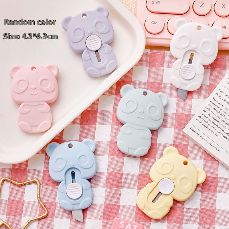 Cartoon Bear Utility Knife Cute Candy Color Express Unpacking Knife Mini Portable Manual Paper Cutter