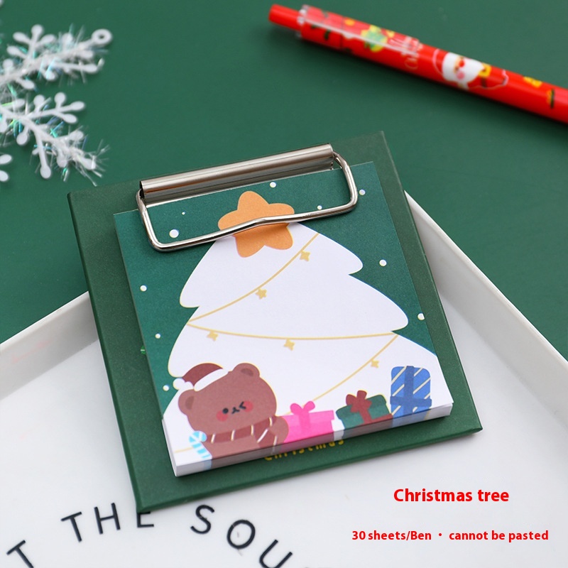 Cute Christmas Board Clip Note Book Student Cartoon Non-sticky Message Note Paper Christmas Stationery Gift