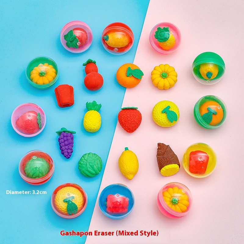 Creative Gachapon Fruit Eraser Children's Mini Cute Eraser Reward Gift32mm Gachapon Machine Small Gift