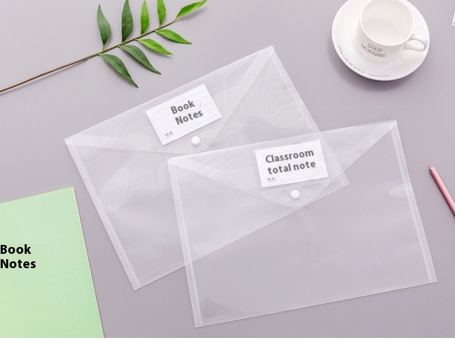 Creative Simple Transparent A4 Snap Button File Bag Plastic Data Bag Ticket Bag Student Office Supplies Storage