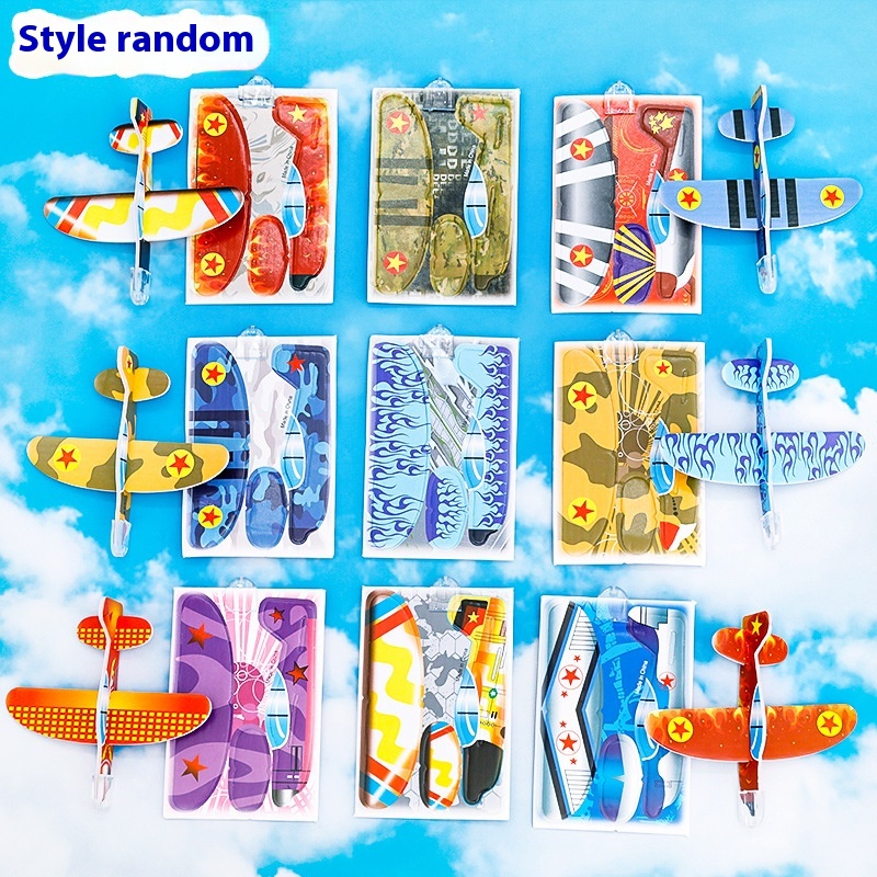 Cartoon Foam Mini Hand-throwing Airplane Boy Creative Aviation Model Children's Educational DIYPuzzle Small Gift