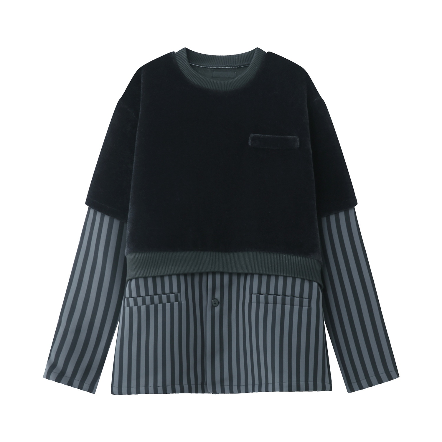 MTLCLOTHESMen's Clothing|Autumn And Winter Men's Long Sleeve Shirt Fake Two-piece Casual Trousers