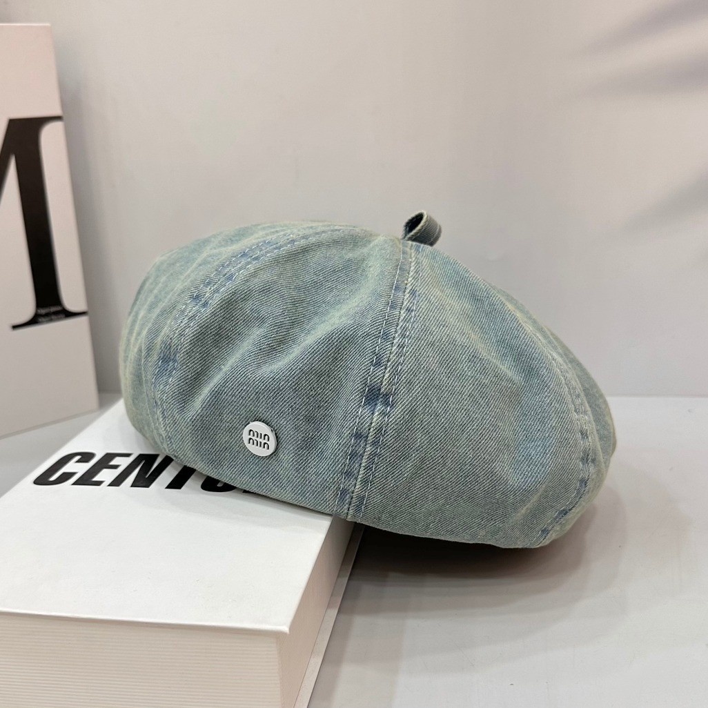 Washed Denim Beret Fashion Painter Hat