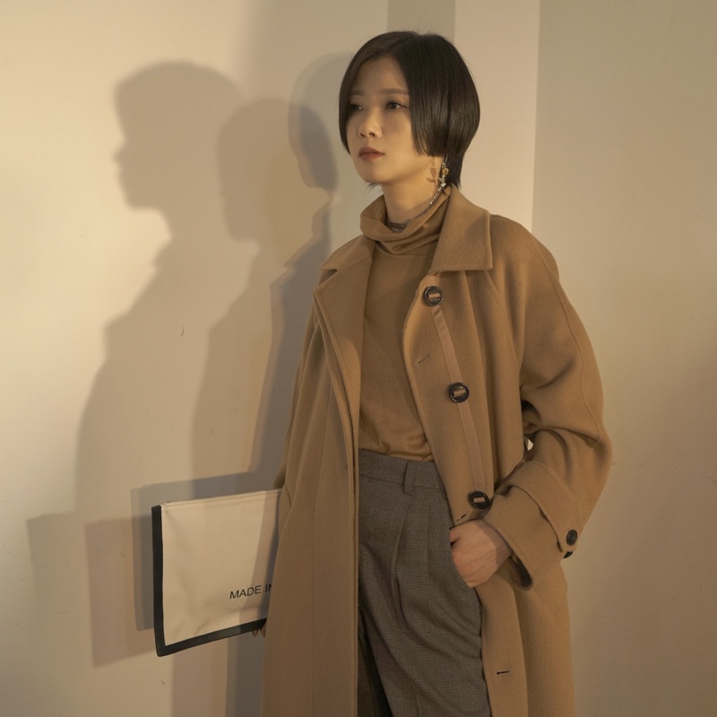 Designer Women's Coat:Handmade Double-Sided Wool Overcoat