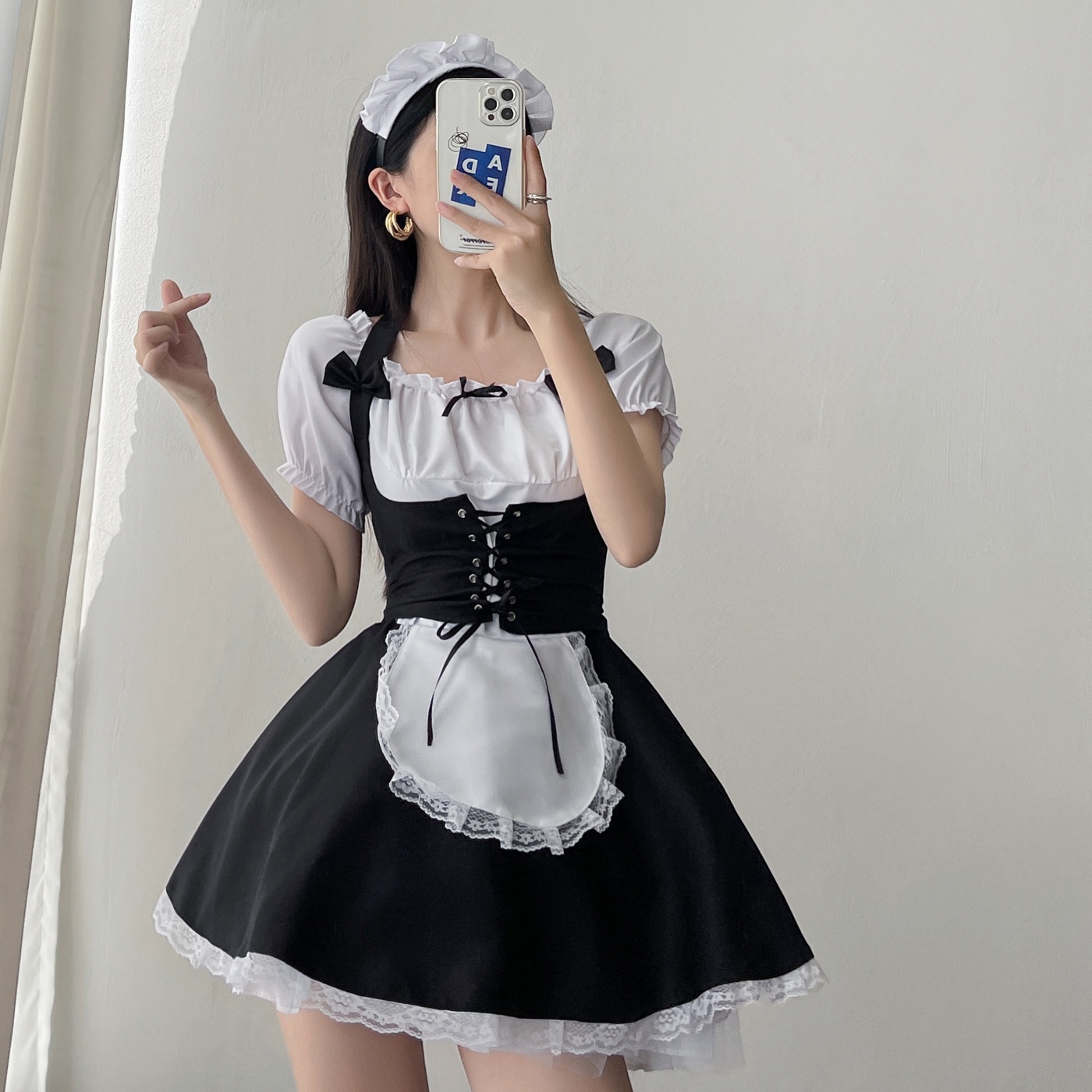 Order Japanese Soft Girl Low-cut Maid Outfit Short-sleeved Loli Maid Dress Cosplay Two-dimensional Maid Outfit