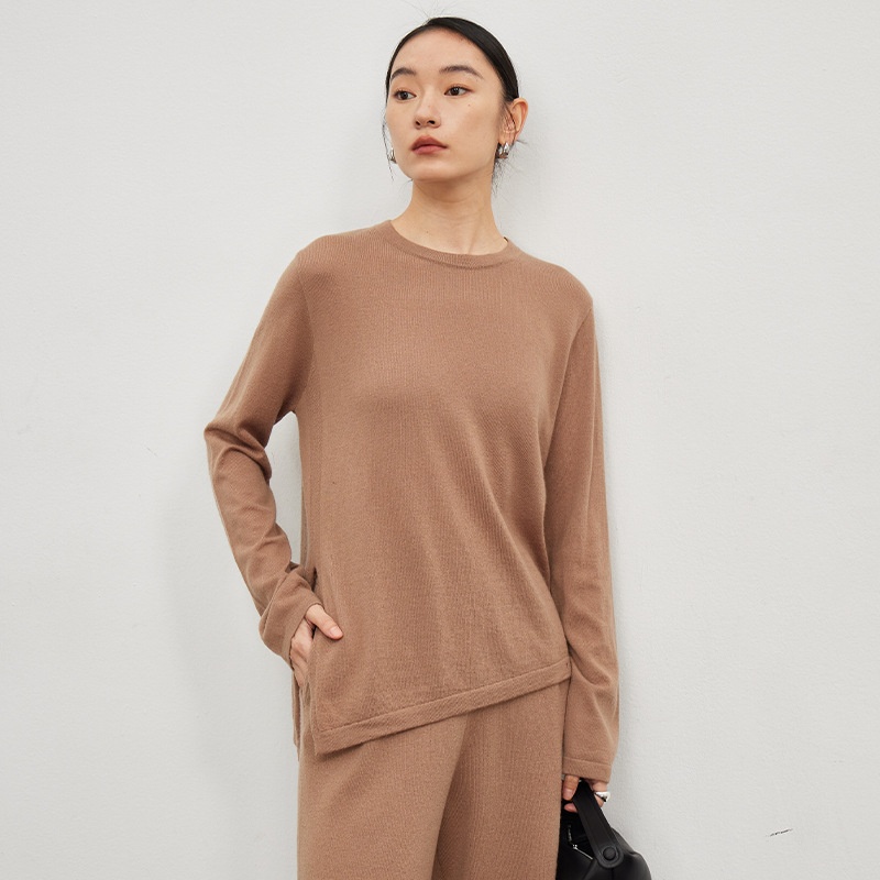 Casual Temperament Round Neck Sweater Women's Early Autumn Style Pullover Solid Color Cardigan Loose Long Sleeve Knitted Cardigan Women