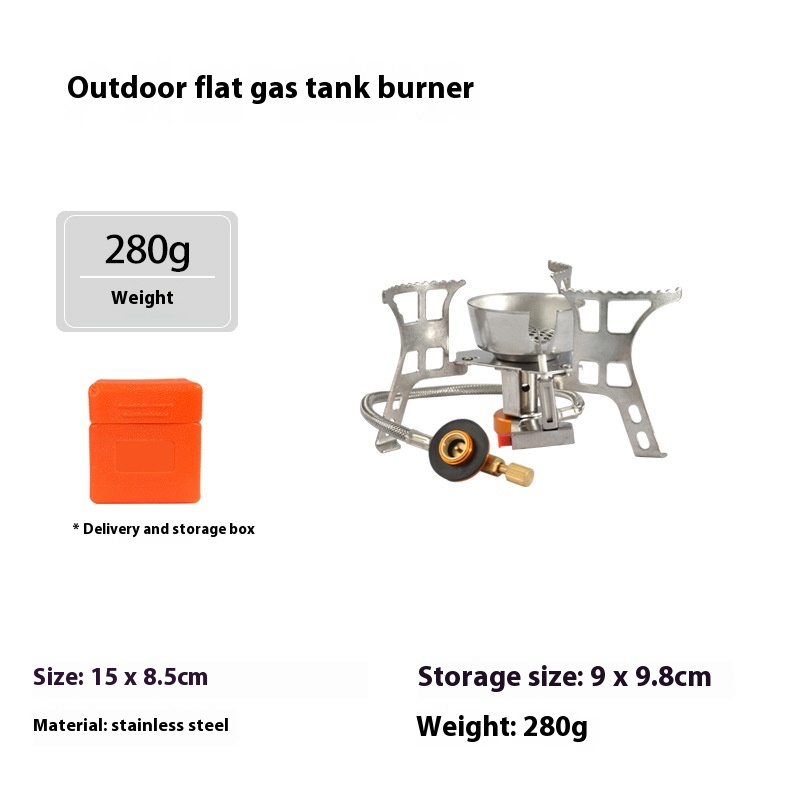 Outdoor Windproof Stove Head Outdoor Camping Picnic Flat Gas Tank Folding Windproof Stove Alpine Mountaineering Portable Gas Stove