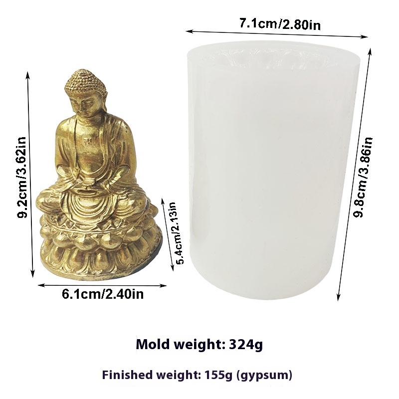 3 DThree-dimensional Meditation Buddha Statue Tathagata Buddha Statue Aromatherapy Candle Silicone Mold Chocolate Plaster Drip Silicone Mold