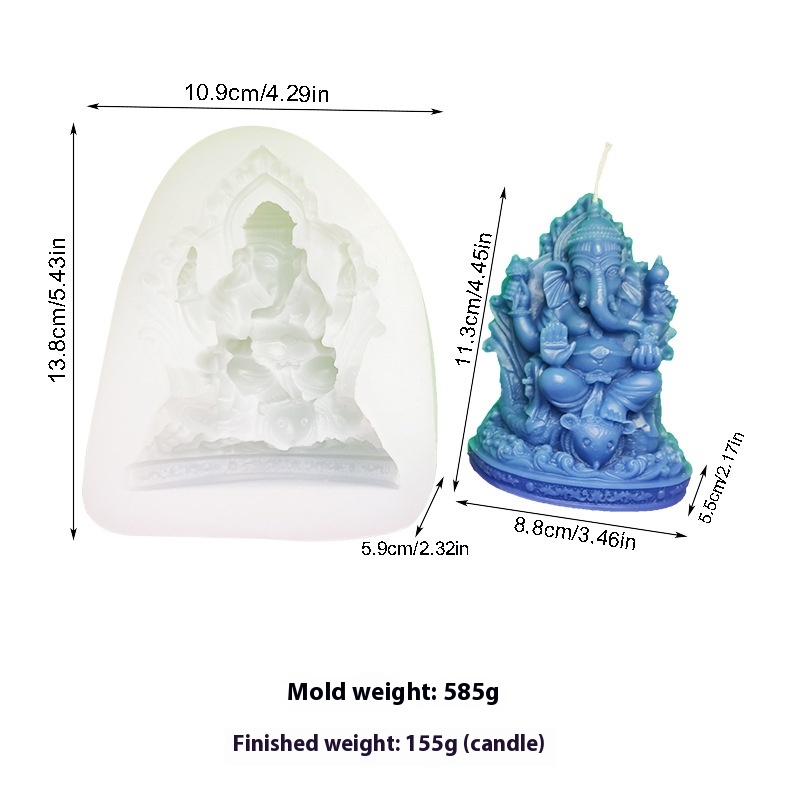 3 DGanesh Statue Candle Silicone Mold:Aromatherapy Candle Making Tool With Intricate Design