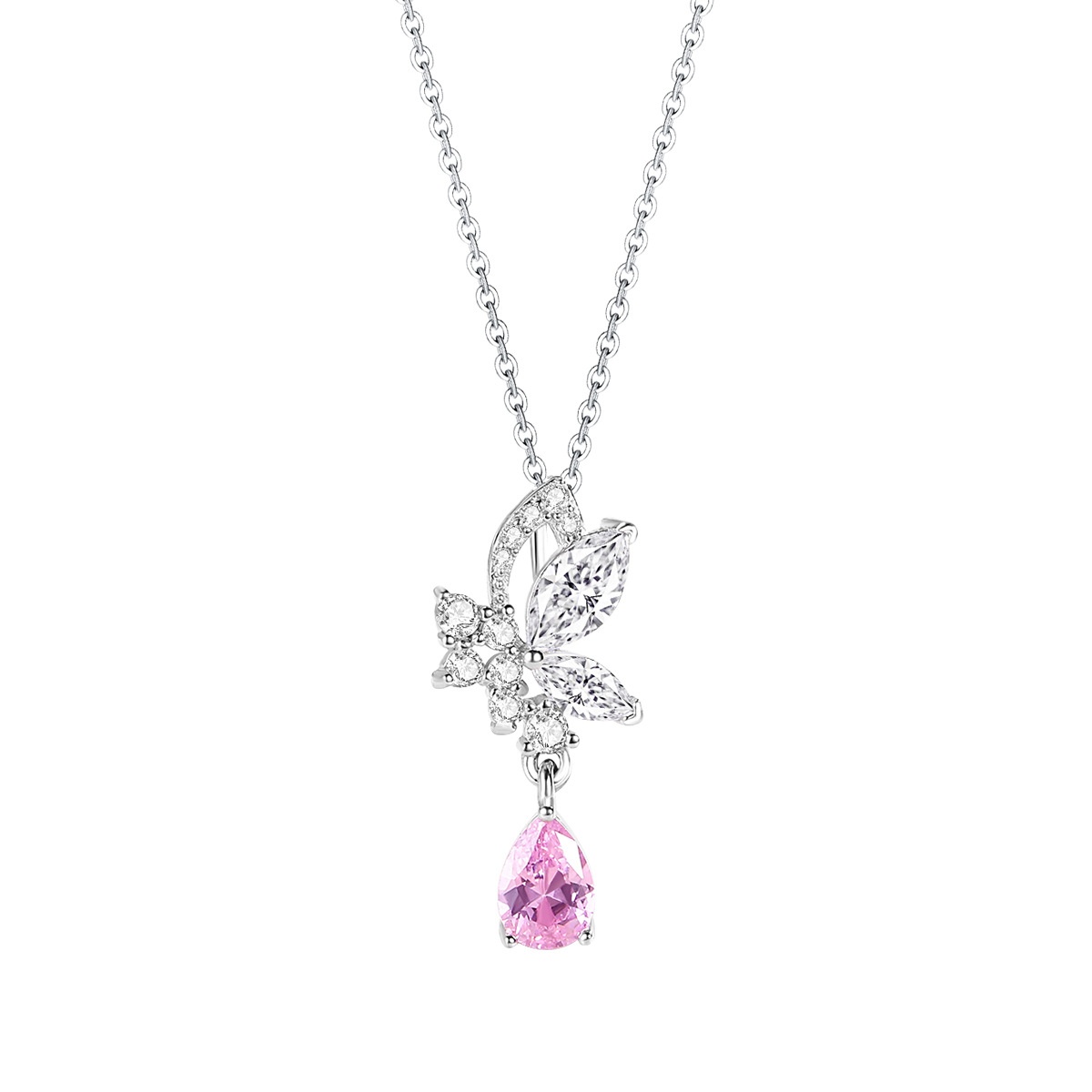 Ferris Wheel Crystal Butterfly Necklace Female All-match High-end S925 Sterling Silver Niche Design Clavicle Chain Jewelry