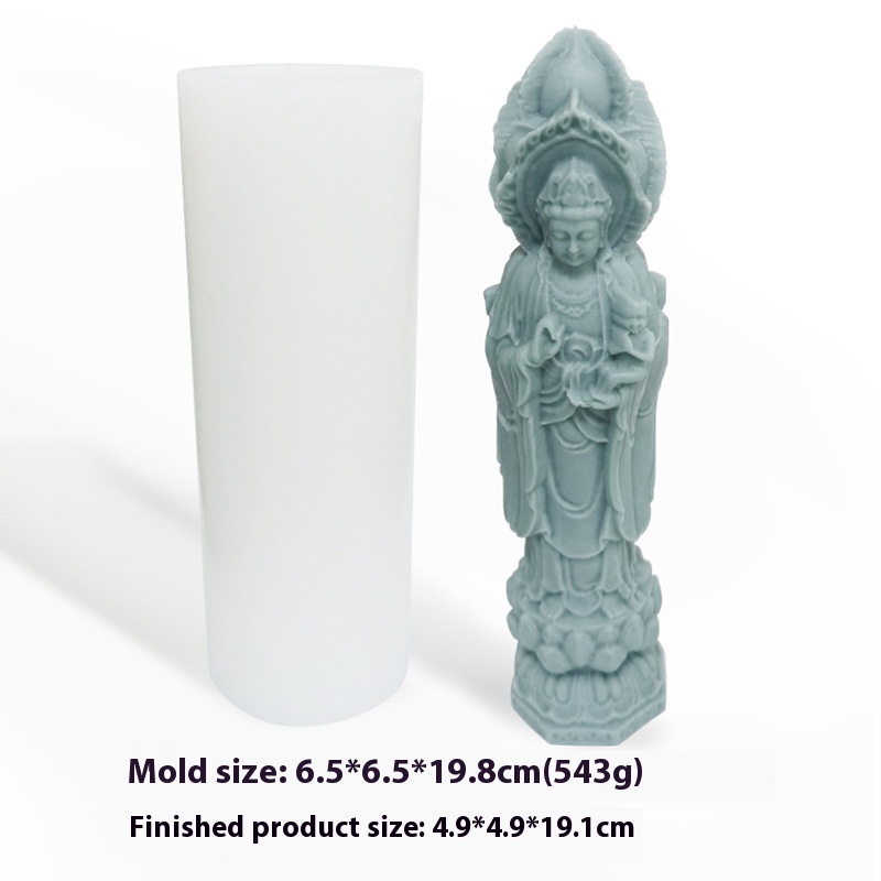 Buddha Candle Mold Three Sides Guanyin Chinese Style Aromatherapy Cement Gypsum Resin Ceramic Clay Abrasive Tool