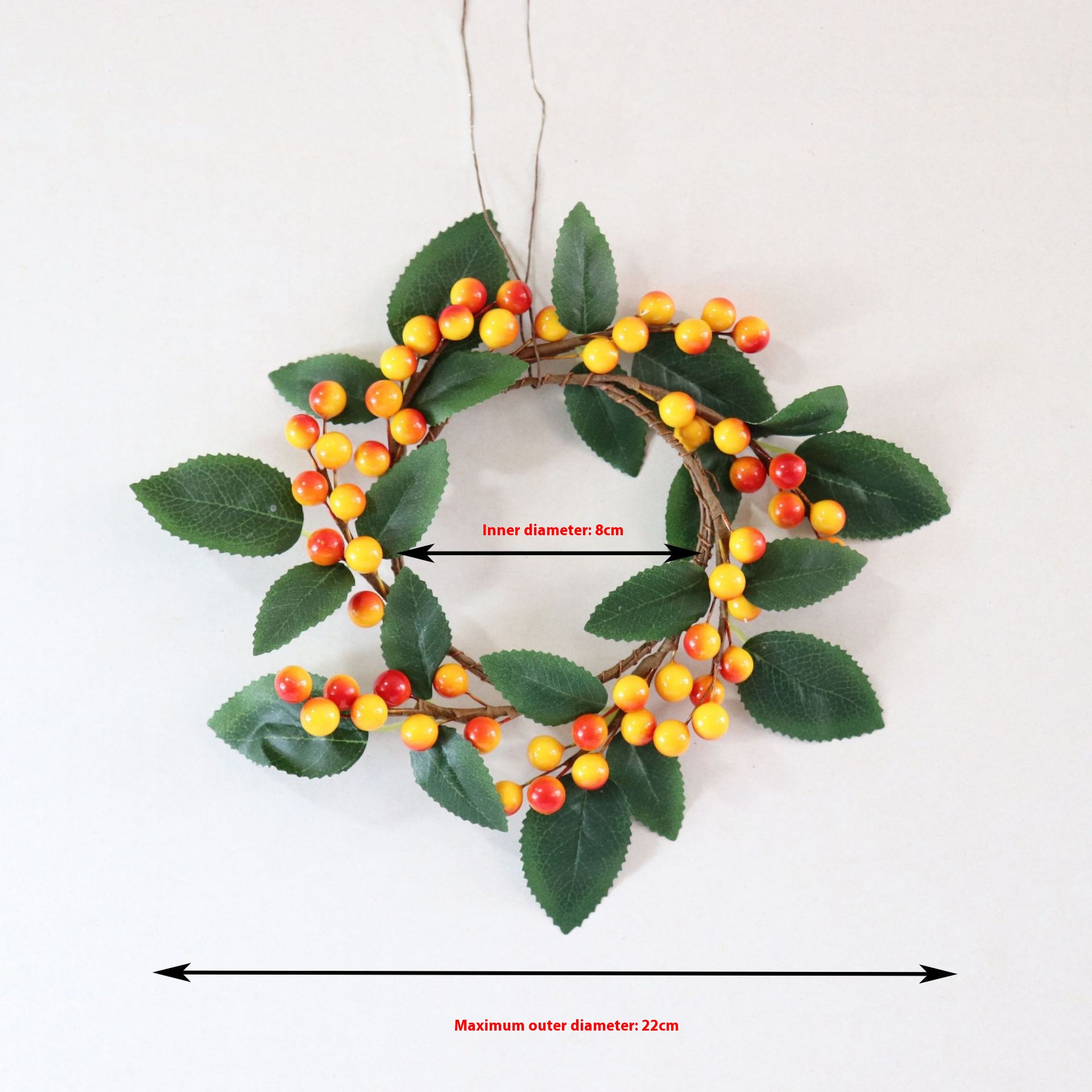 Christmas Decoration Candle Ring Halloween Autumn Harvest Orange Fruit Ring Simulation Berry Christmas Wreath