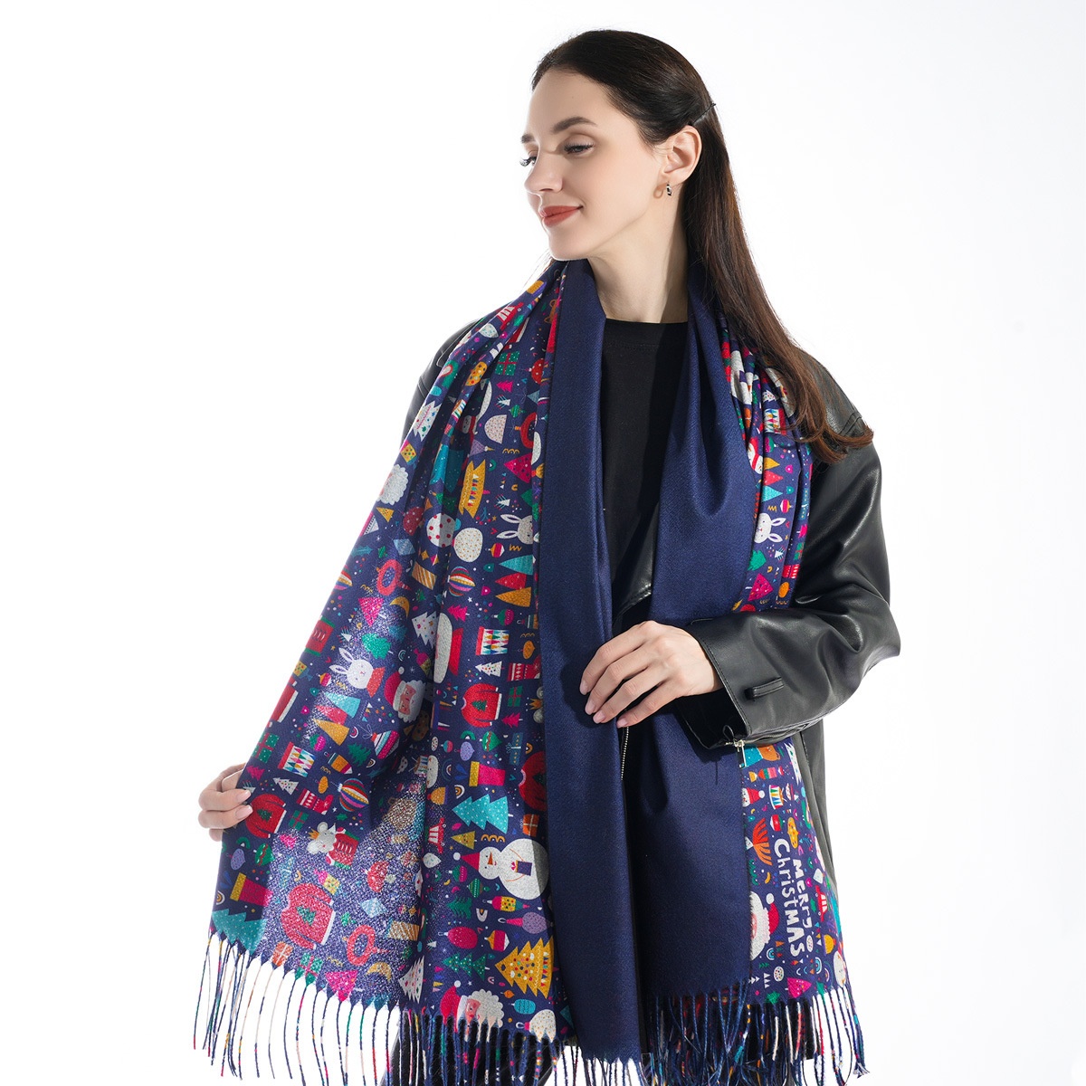 Christmas Snowman Cute Digital Printing Double-sided Scarf