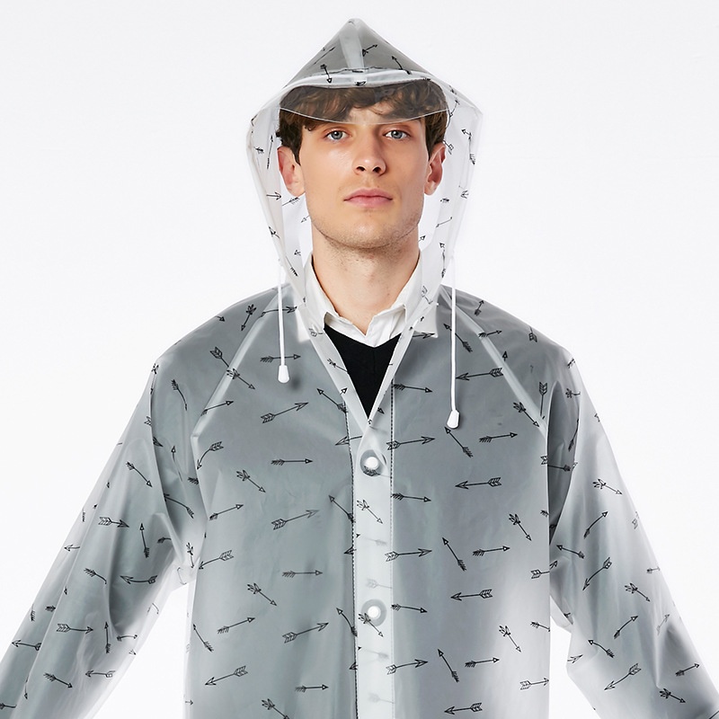 EVAAdult Raincoat Adult Can Be Cut Male And Female Students Fashion Printing Korean Transparent Raincoat