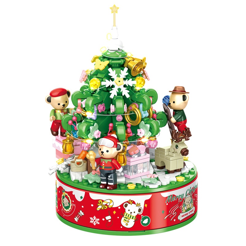 Penlos Product881305 Teddy Bear Christmas Music Box Small Particle Assembled Building Blocks Toy Music Box