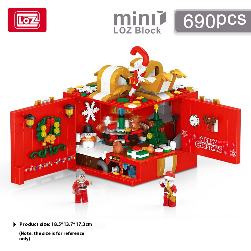 Christmas Gift Can Be Opened And Closed Gift Box Scene Mosaic Block Toys