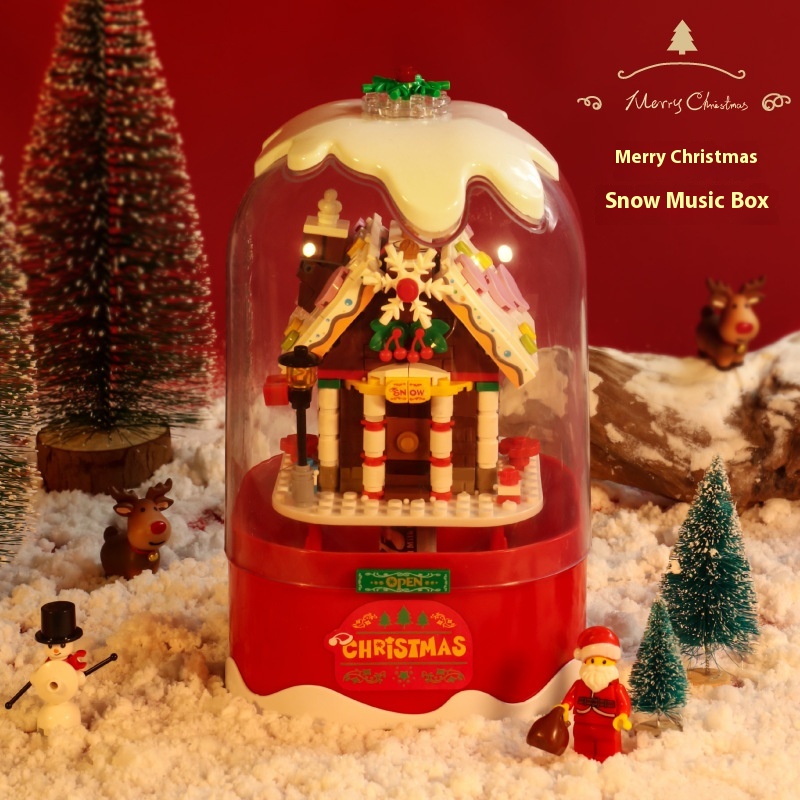Christmas Snow Music Box Candy House Music Box Children's Educational Assembled Toys Christmas Gift