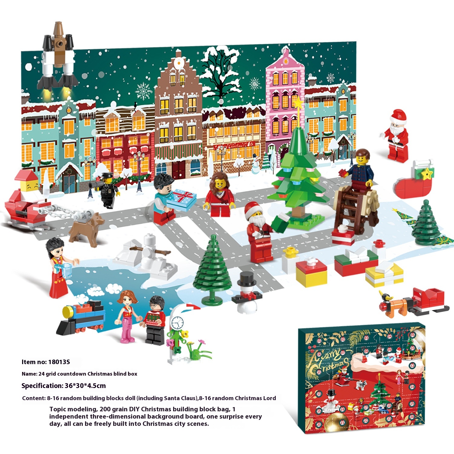 Qi Play Explosions24 Days Countdown Christmas Blind Box Gift Compatible With Lego Small Particle Building Block Assembled Toys