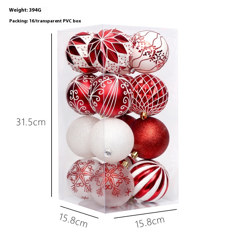 Christmas Decorations16/set Red And White Special-shaped Painted Christmas Ball Ornaments Set Christmas Tree Pendant Accessories