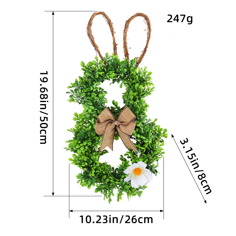Easter Dead Branch Wreath Outdoor Courtyard Simulation Flower Door Hanging Creative Rabbit White Flower Wreath