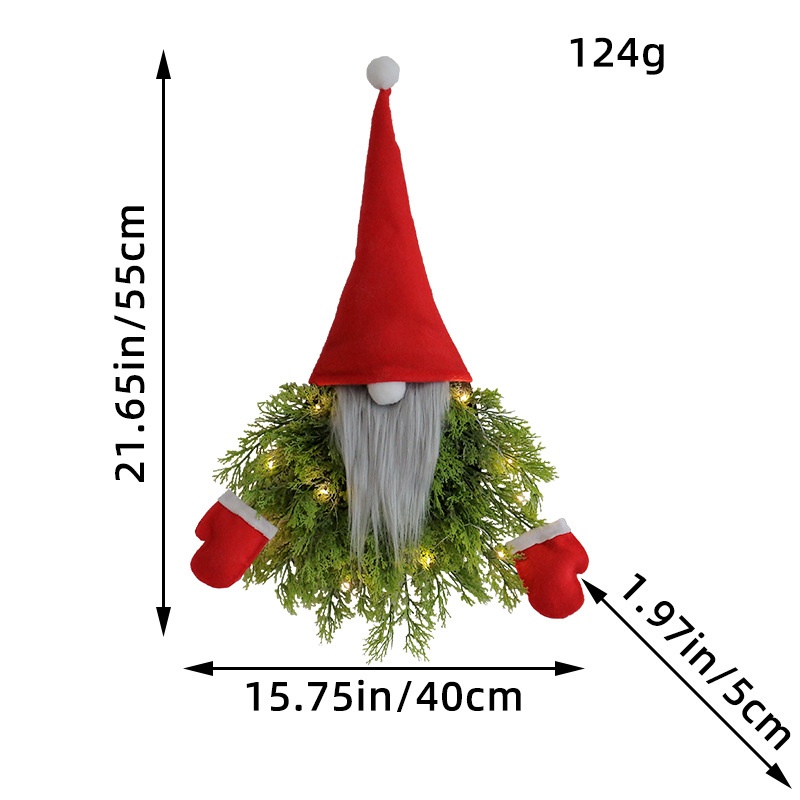 Luminous Faceless Old Man Christmas Wreath Creative Wreath Door Hanging Restaurant Bar Christmas Decoration Props