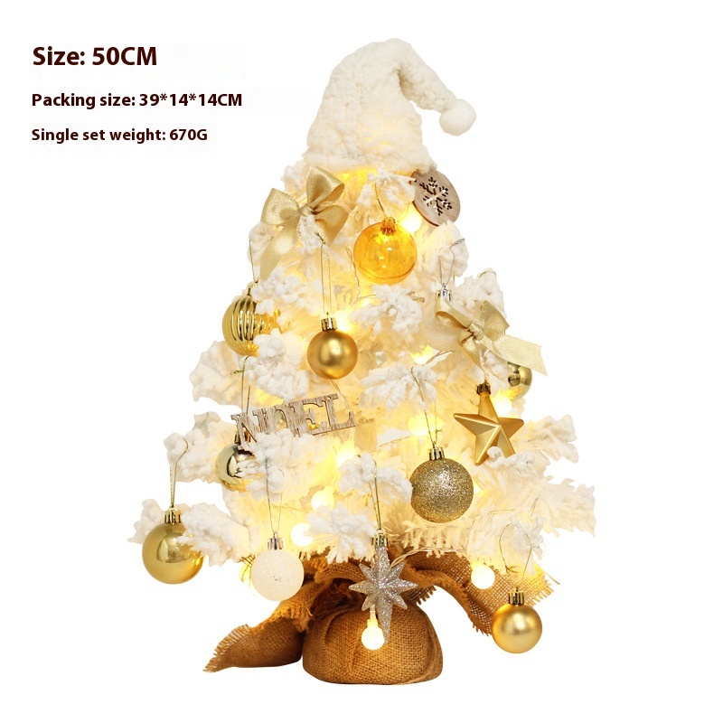 Christmas Decorations Flocking Mini Christmas Tree Package LEDDesktop Christmas Tree Ornaments
