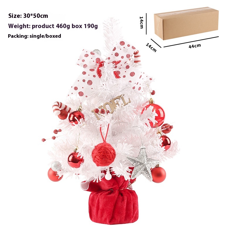 Christmas Decorations Red And White Rotating Music Box Desktop Mini Christmas Tree Set Ornaments