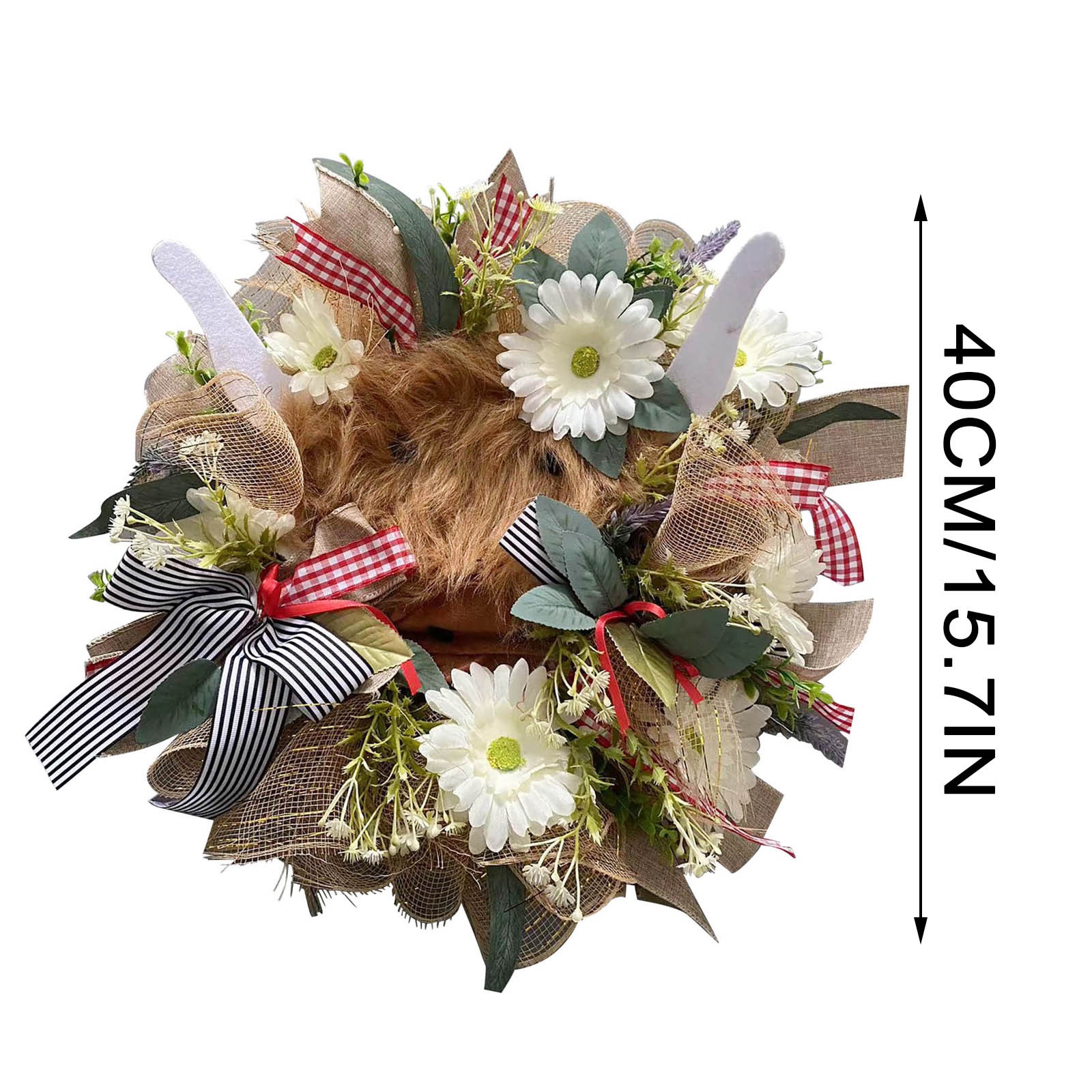 Highland Bull Head Easter Hot Spring Decoration Wreath Door Hanging Wall Hanging Home Decoration