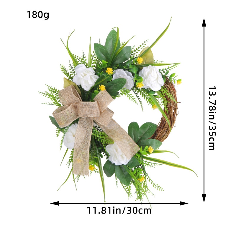 Products Spring And Autumn Simulation Magnolia Wreath Ornaments Summer Daily Wreath Simulation Flower Front Door Hanging Decoration
