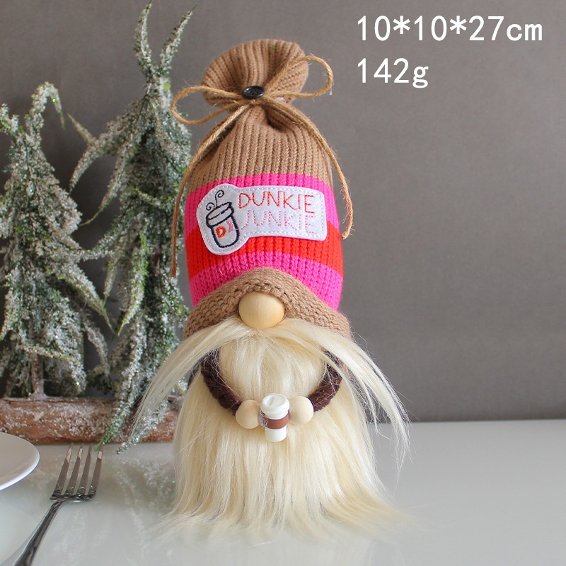 Hong Kong Love Cute Faceless Old Man Doll Ornaments Coffee Cup Knitted Doll Rudolph Decorations
