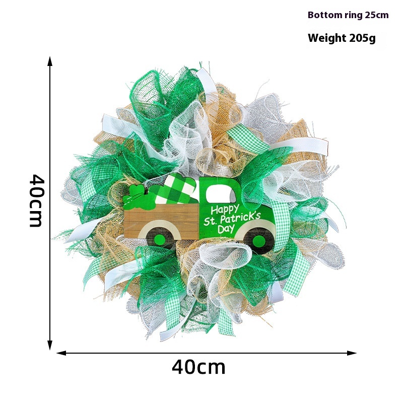 Hong Kong Love Irish Festival Ribbon Wreath Ornament St.Patrick's Day Wooden Sign Car Wreath Wall Hanging
