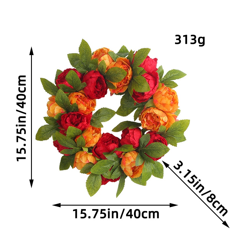 Hong Kong Love Red And Yellow Peony Wreath Wedding Photography Decoration Wreath Mall Window Wreath