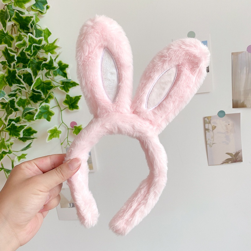 Cartoon Cute Style Rabbit Ears Headband Net Celebrity Plush Hair Pressing Headband Rabbit Hairpin Three-dimensional Headdress