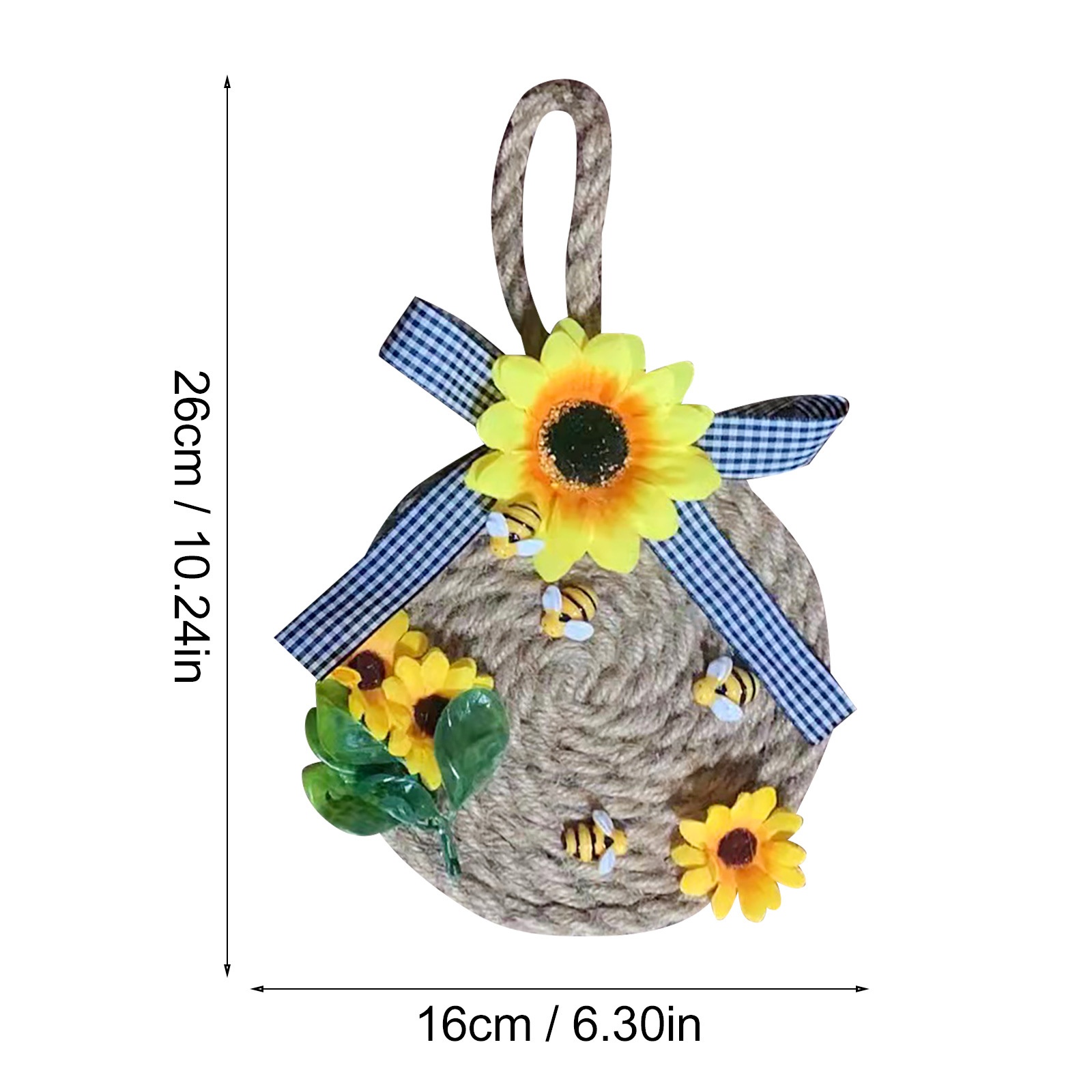 Bee Festival Simulation Wreath Hemp Rope Door Hanging Garden Craft Home Decoration Hemp Rope Wreath